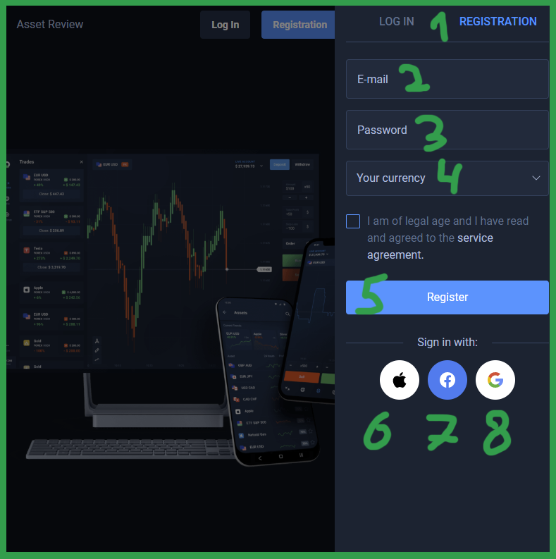 Account registration on OlympTrade